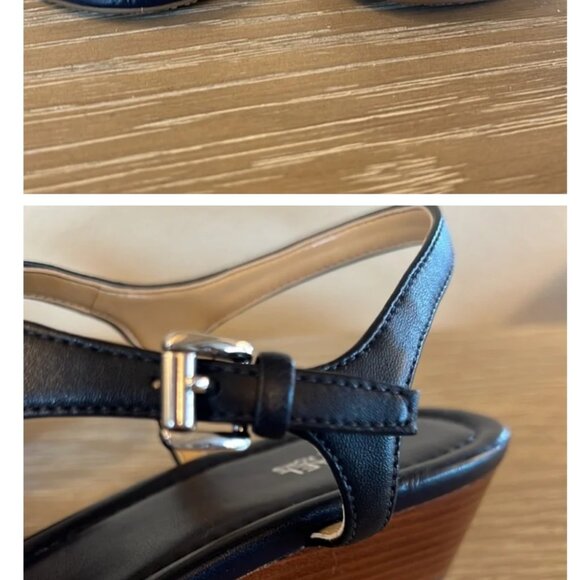 Navy Blue NWT Michael Kors Ramona T-Strap Leather Sandals - Picture 3 of 5